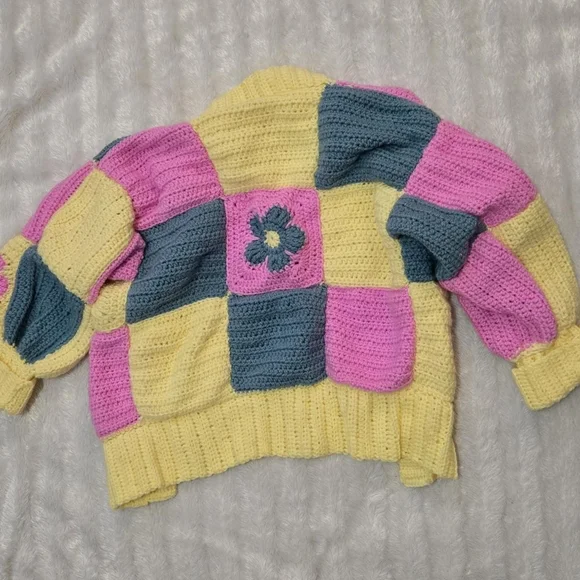 Crocheted Patchwork Cardigan - Picture 2 of 10